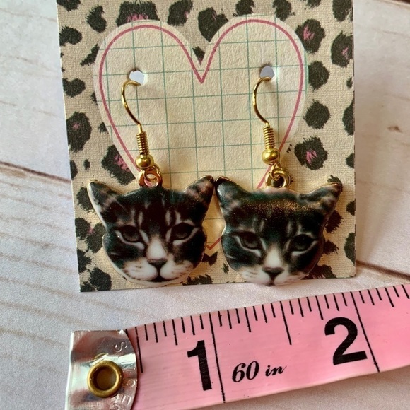 Cat earrings NEW handmade 18k‎ gold plated - Picture 2 of 2